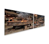 islandburner Cuadro sobre lienzo Místico Mercado Medieval Mural Salón Decoración para Amantes de la Historia - 2 piezas