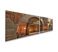 islandburner Cuadro sobre lienzo Místico Puerta Medieval Mural Salón para los entusiastas de la historia - 2 piezas
