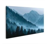 islandburner Cuadro sobre lienzo Misty Mountain Valley en niebla de la mañana - M2 - Mural para amantes de la naturaleza