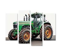 islandburner Cuadro sobre lienzo moderno tractor verde blanco adecuado para John Deere cuadros murales póster JCRY-4erP