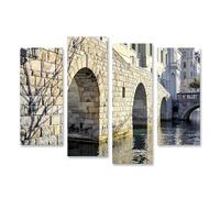 islandburner Cuadro sobre lienzo mural de un puente histórico en Zurich en invierno - 4 piezas