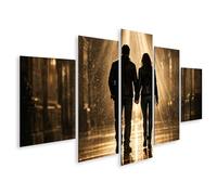 islandburner Cuadro sobre lienzo Mural romántico de una pareja en el rayo de luz - 5 piezas