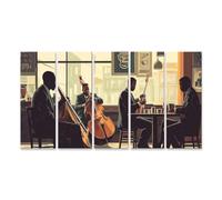 islandburner Cuadro sobre lienzo músicos de jazz en una cafetería soleada para sala de estar amantes de la música cafetería cuadros murales póster