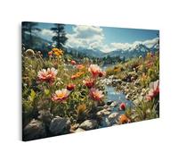 islandburner cuadro sobre lienzo naturaleza belleza verano prado de flores verdes montañas florecientes flores silvestres gen imágenes murales carteles