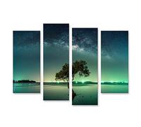 islandburner Cuadro sobre lienzo Paisaje con Vía Láctea Galaxia Cielo nocturno con estrellas Cuadros Impresiones Imágenes Mural Decoración de pared