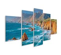 islandburner Cuadro sobre lienzo Paisaje costero dramático con rocas y olas - 5 piezas