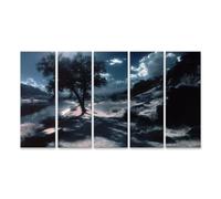 islandburner Cuadro sobre lienzo paisaje místico mural salón para amantes de la naturaleza - 5 piezas XXL