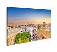 islandburner Cuadro sobre lienzo paisaje urbano Sevilla al atardecer Cultura y Arquitectura Cuadros Murales 80 x 40 cm