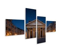 islandburner Cuadro sobre lienzo Panteón de Roma de noche con cielo estrellado y luz suave - 4 piezas - Edición Y1