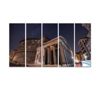 islandburner Cuadro sobre lienzo Panteón en Roma de noche con cielo estrellado y detalles históricos - 5 piezas XXL