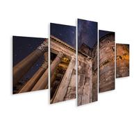 islandburner Cuadro sobre lienzo Panteón Roma fotografía nocturna con cielo estrellado y texturas de piedra - 5 piezas