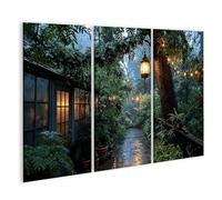 islandburner Cuadro sobre lienzo para pared con efecto invernadero misterioso, ideal para salón y pasillo, 3 piezas