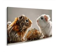 islandburner Cuadro sobre lienzo para pared de encuentro con conejillo de indias conmovedor para amantes de los animales en el salón - Edición K1
