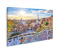 islandburner Cuadro sobre lienzo Park Guell por la mañana con colorido banco de mosaicos en Barcelona cuadros cuadros cuadros murales póster