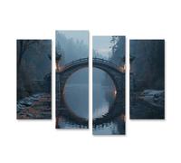 islandburner Cuadro sobre lienzo Puente Arco mágico en otoño Mural Sala de estar para amantes de la naturaleza - 4 piezas