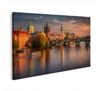 islandburner Cuadro sobre lienzo Puente de Carlos Praga al atardecer Mural para su hogar - Edición Z5