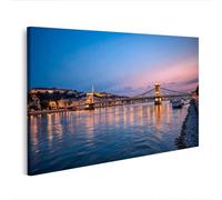 islandburner Cuadro sobre lienzo Puente de las Cadenas sobre el Danubio al atardecer - Mural para tu hogar - Edición H4