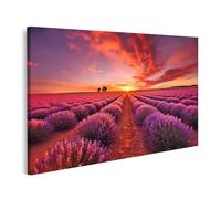 islandburner cuadro sobre lienzo puesta de sol sobre infinitos campos de lavanda Puesta de sol mágica imágenes murales póster