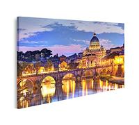 islandburner Cuadro sobre lienzo Roma Vista nocturna Puentes Vaticanos Río Tíber Italia Cuadros Impresos para sala de estar oficina
