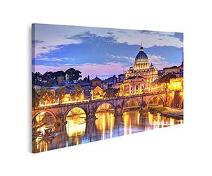 islandburner Cuadro sobre lienzo Roma Vista nocturna Puentes Vaticanos Río Tíber Italia Cuadros Impresos para sala de estar oficina