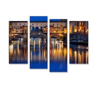 islandburner Cuadro sobre lienzo Romántico Ponte Vecchio Arte para tu Salón - Perfecto para los amantes de los viajes - 4 piezas