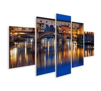 islandburner Cuadro sobre lienzo Romántico Ponte Vecchio Arte para tu Salón - Perfecto para los amantes de los viajes - 5 piezas