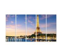 islandburner Cuadro sobre lienzo romántico Torre Eiffel impresión artística para salón perfecto para los amantes de París - 5 piezas XXL