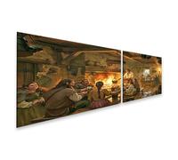 islandburner Cuadro sobre lienzo rústico medieval taberna mural salón ambiente acogedor para los amantes de la historia - 2 piezas