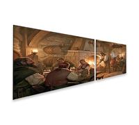 islandburner Cuadro sobre lienzo rústico medieval taberna mural salón para amantes de la historia - 2 piezas