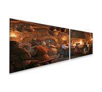 islandburner Cuadro sobre lienzo rústico medieval taberna mural salón para amigos de la historia - 2 piezas
