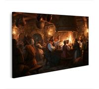 islandburner Cuadro sobre lienzo Rústico Medieval Taberna Mural Salón Para Amigos de la Historia - Edición V2