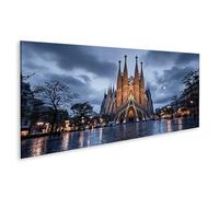 islandburner Cuadro sobre lienzo Sagrada Familia Barcelona al atardecer - Mural para amantes - Panorama - Edición Q1