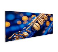 islandburner Cuadro sobre lienzo saxofón dorado sobre fondo azul bokeh para sala de estar amantes de la música tienda de música imágenes murales póster