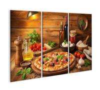 islandburner Cuadro sobre lienzo Seductora Pizza Creación Mural Cocina Para Gourmets - 3 Piezas