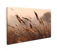 islandburner Cuadro sobre lienzo Siluetas de hierba salvaje en la niebla de la mañana para una decoración de pared atmosférica - Edición G2