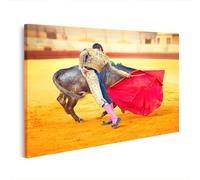 islandburner Cuadro sobre lienzo Torero con corrida de toros en la arena cuadros murales 80 x 40 cm
