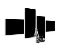 islandburner Cuadro sobre lienzo Torre Eiffel Noche en blanco y negro mural para decoración elegante - 4 piezas - Edición C1