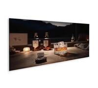 islandburner Cuadro sobre lienzo vaso de whisky en mesa de madera con fondo luz de vela imágenes murales póster