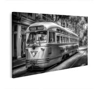 islandburner Cuadro sobre lienzo vintage tranvía en San Francisco blanco y negro - Edición F1