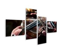 islandburner Cuadro sobre lienzo Violín de ensueño sobre terciopelo mural Salón para amantes de la música - 4 piezas - Edición T1