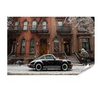 islandburner Empire - Póster de coche negro frente a una villa nevada en invierno