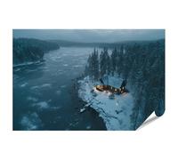 islandburner Empire - Póster de paisaje invernal nevado con cabaña en el lago, formato grande