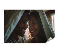 islandburner Empire - Póster de pareja sonriente bajo sábanas blancas a la luz de la mañana - Edición estándar N2
