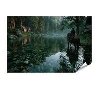 islandburner Empire - Póster de viajero medieval a caballo en el río claro