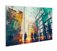 islandburner Imagen Prime sobre lienzo moderno sitio de construcción con trabajadores creando un andamio de arquitectura industrial cuadros murales carteles