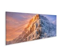 islandburner Imagen sobre lienzo Acantilado helado en puesta de sol - Mural para amantes de la naturaleza - Panorama