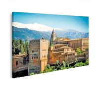 islandburner Imagen sobre lienzo Alhambra Vista con Sierra Nevada en fondo cuadros murales 100 x 57 cm
