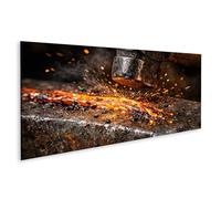 islandburner Imagen sobre lienzo Arte de forja: Metal brillante y chispas - panorama