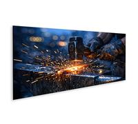 islandburner Imagen sobre lienzo Arte forjado: metal brillante y chispas en el estudio - Panorama