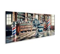 islandburner Imagen sobre lienzo Barbería Tienda de peluquería con una silla de peluquería vieja en el centro cuadros murales póster